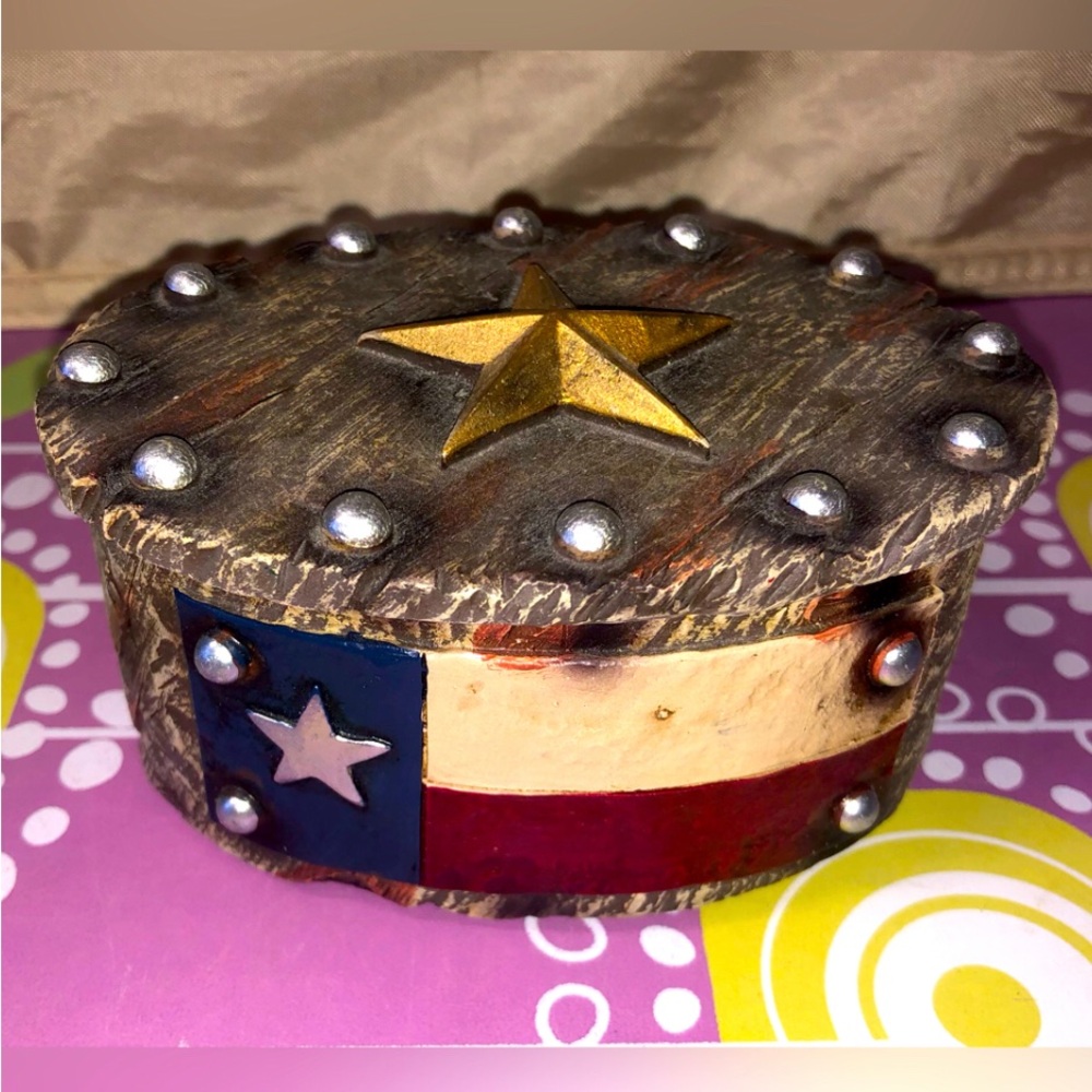 The lone star Texas flag jewelry box vintage look cowboy home decoration goods